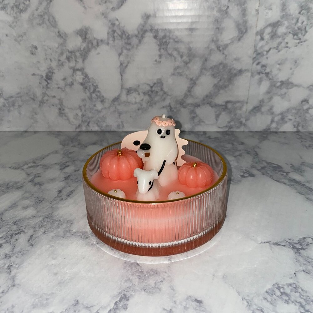 NWT Summerween Ghost walking dog Candle